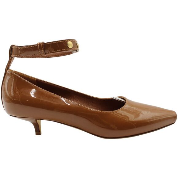 Burberry Dill Kitten Heel Ankle Cuff Pumps in Brown Patent Leather - Picture 1 of 7